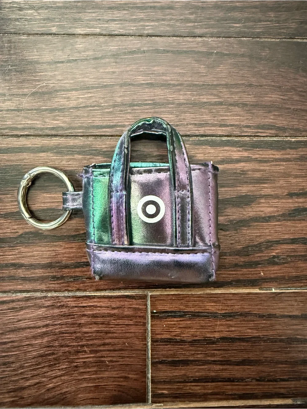 Target Iridescent Mini Tote Keychain in Purple and Green